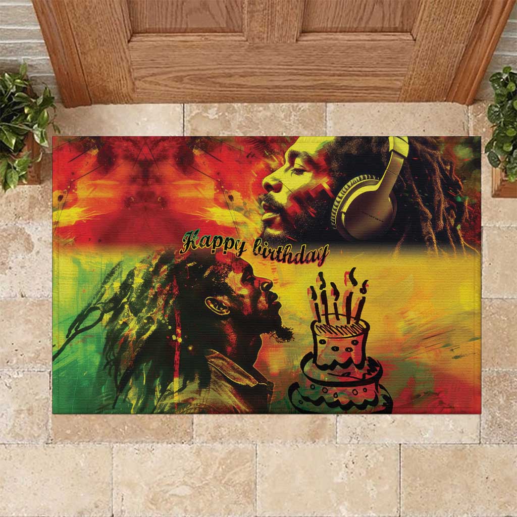 Happy Birthday King of Reggae Rubber Doormat - Wonder Print Shop