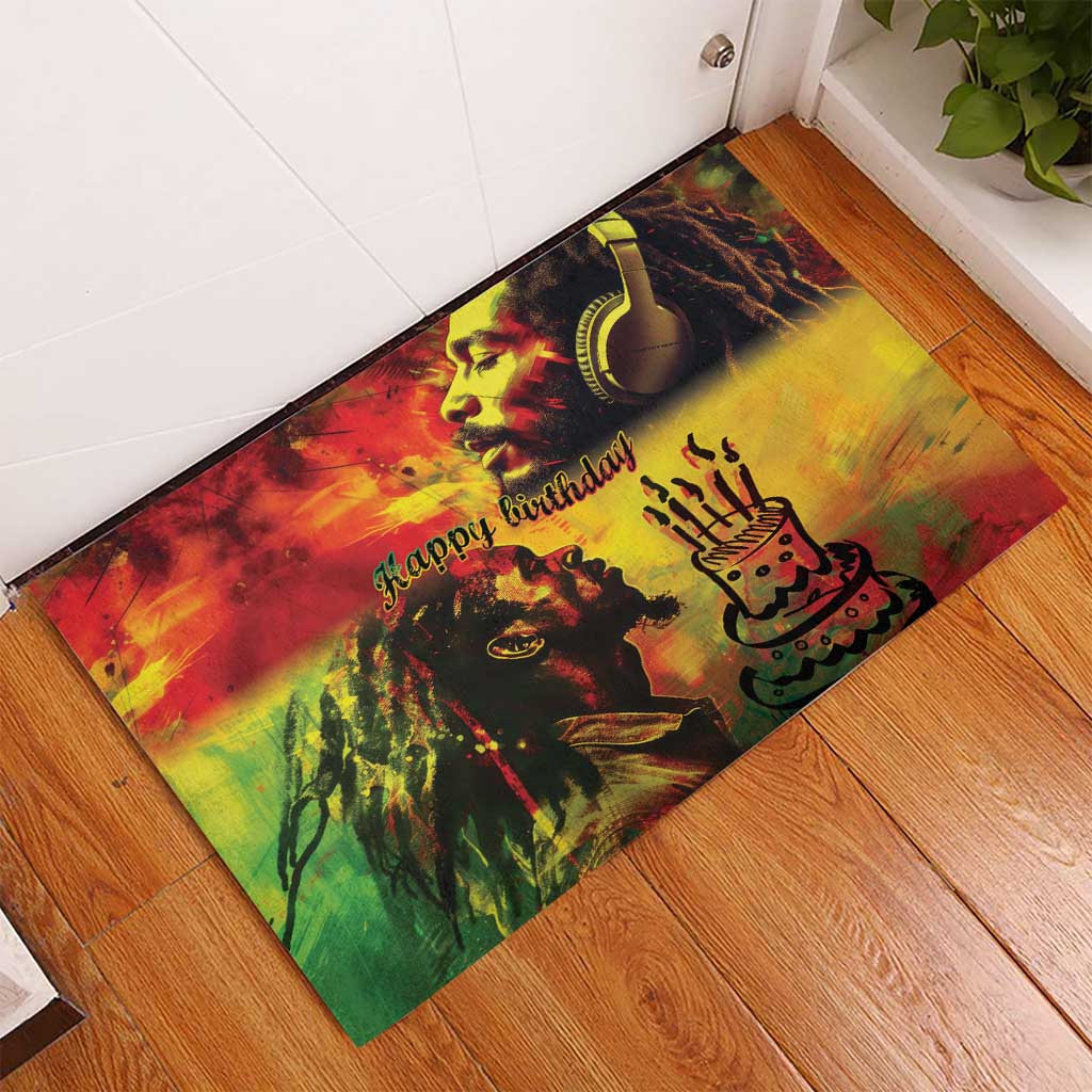 Happy Birthday King of Reggae Rubber Doormat - Wonder Print Shop