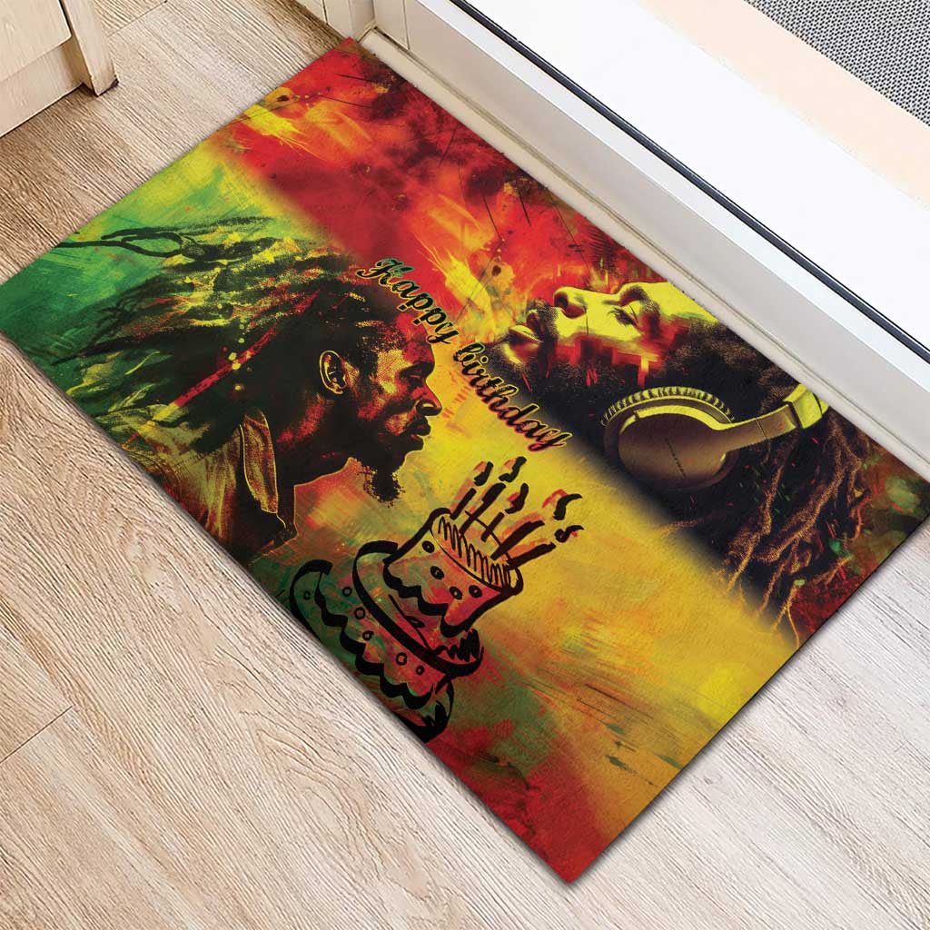 Happy Birthday King of Reggae Rubber Doormat - Wonder Print Shop
