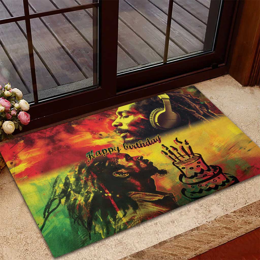 Happy Birthday King of Reggae Rubber Doormat - Wonder Print Shop