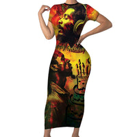 Happy Birthday King of Reggae Short Sleeve Bodycon Dress - Wonder Print Shop