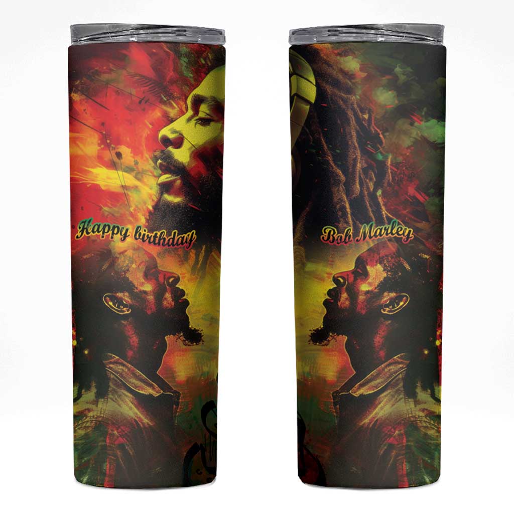 Happy Birthday King of Reggae Skinny Tumbler - Wonder Print Shop