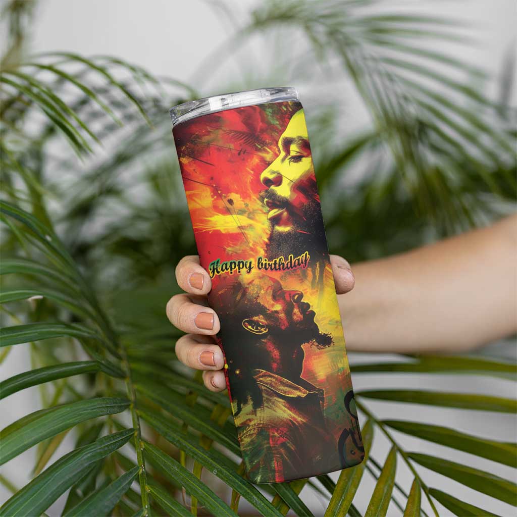 Happy Birthday King of Reggae Skinny Tumbler - Wonder Print Shop