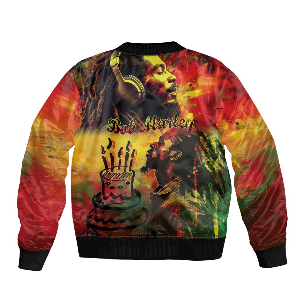 Happy Birthday King of Reggae Sleeve Zip Bomber Jacket - Wonder Print Shop