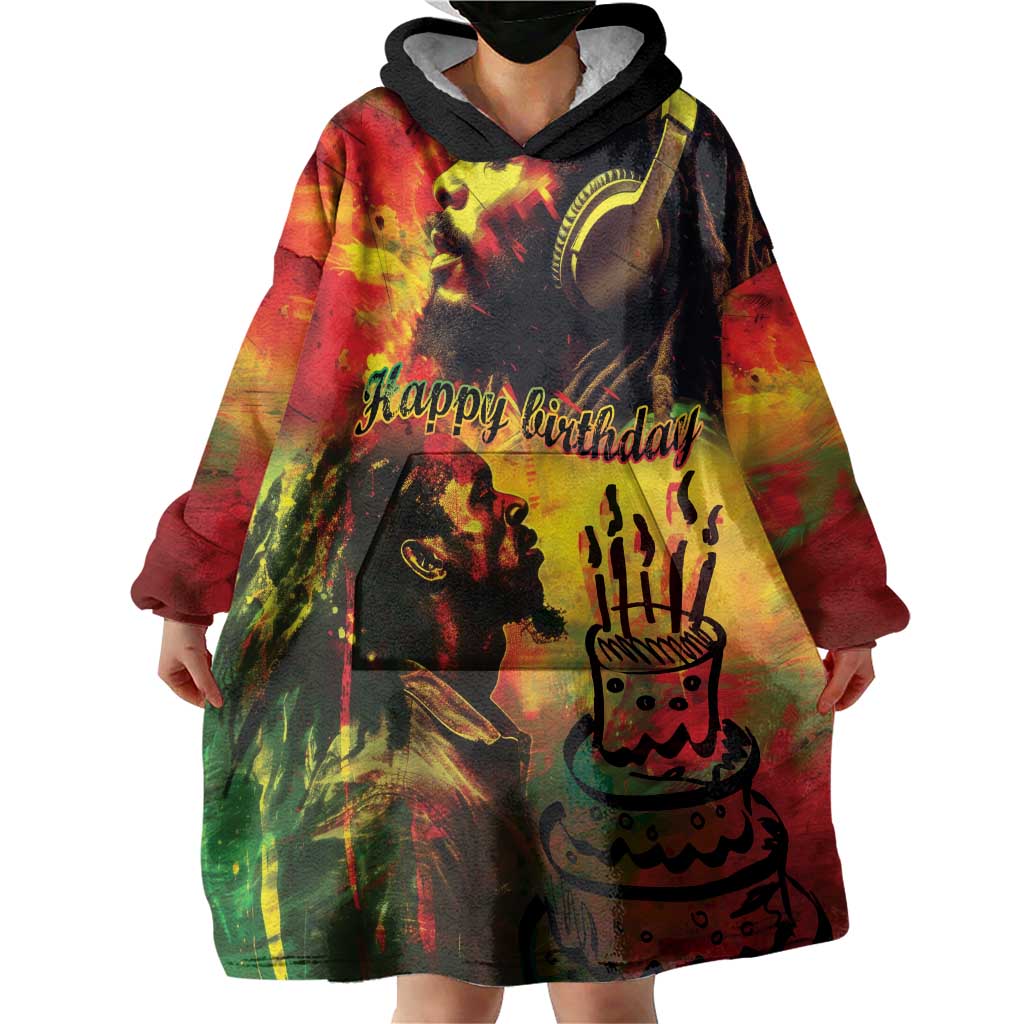 Happy Birthday King of Reggae Wearable Blanket Hoodie - Wonder Print Shop