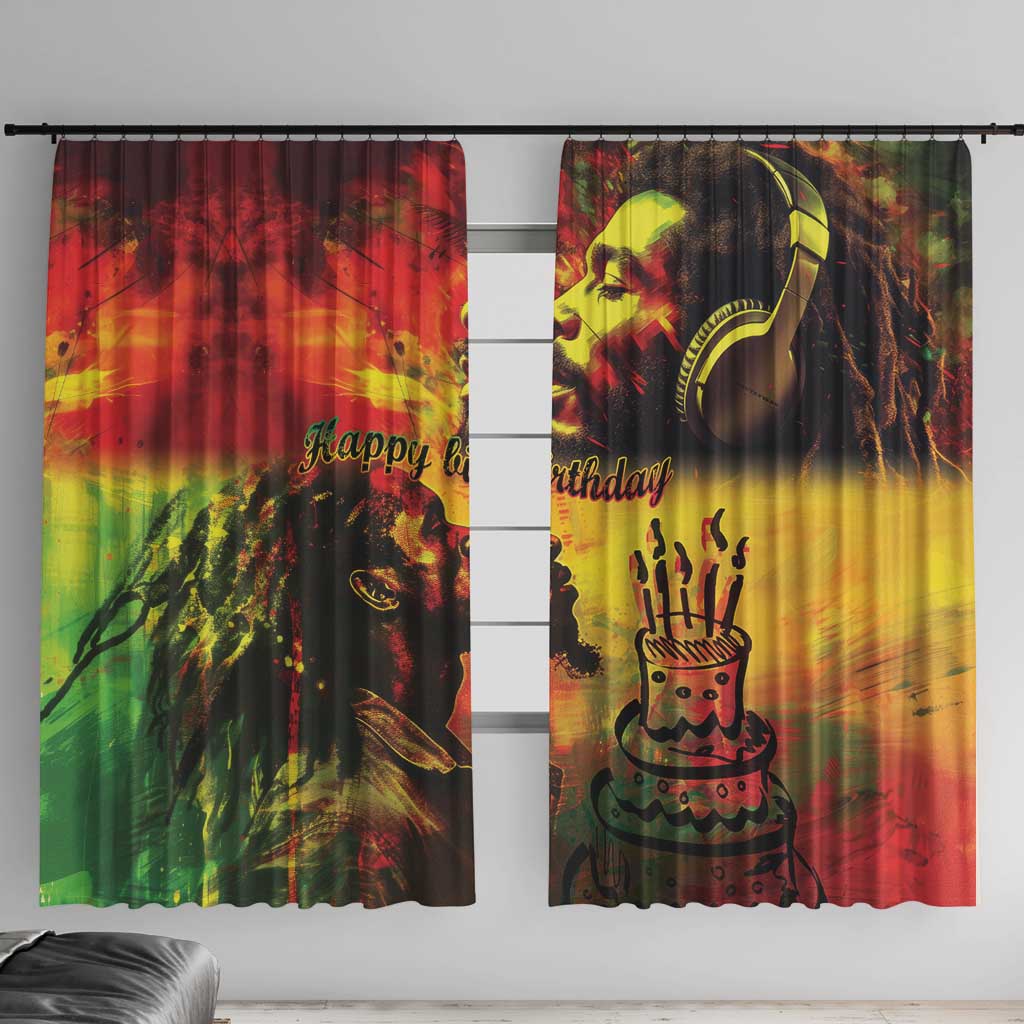 Happy Birthday King of Reggae Window Curtain - Wonder Print Shop
