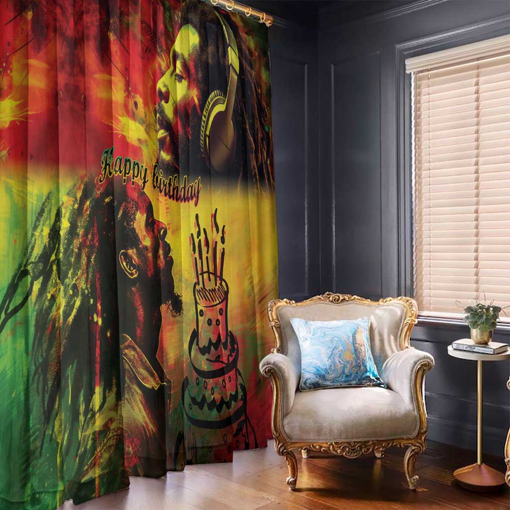 Happy Birthday King of Reggae Window Curtain - Wonder Print Shop