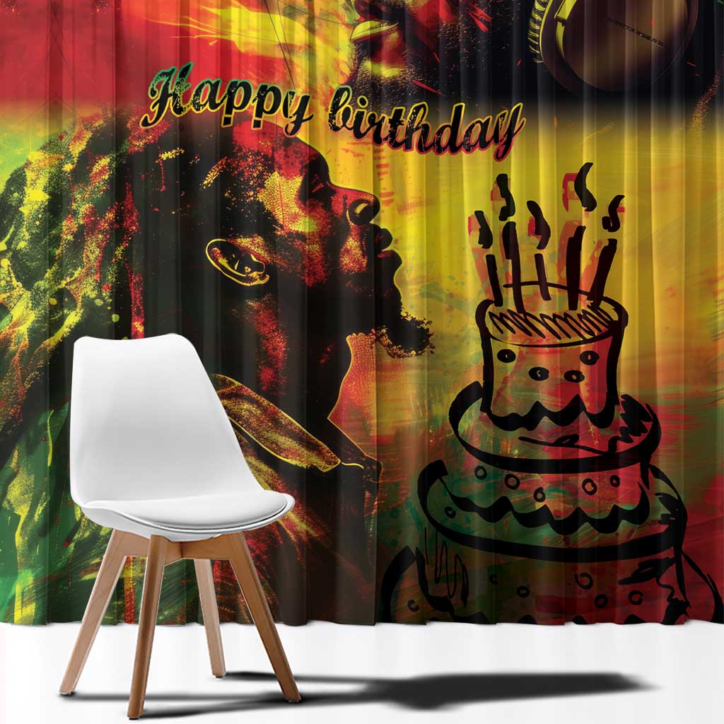 Happy Birthday King of Reggae Window Curtain - Wonder Print Shop