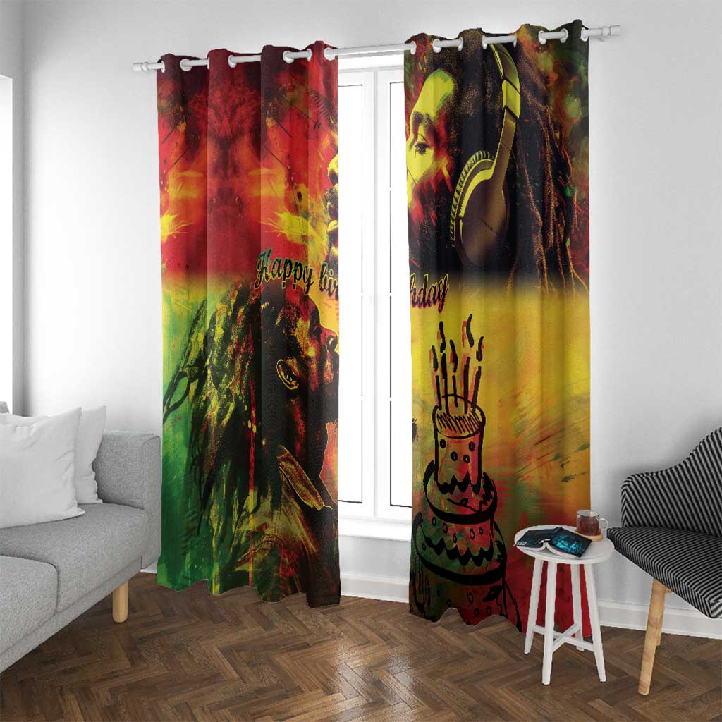 Happy Birthday King of Reggae Window Curtain - Wonder Print Shop