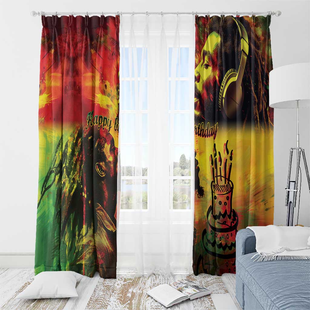 Happy Birthday King of Reggae Window Curtain - Wonder Print Shop