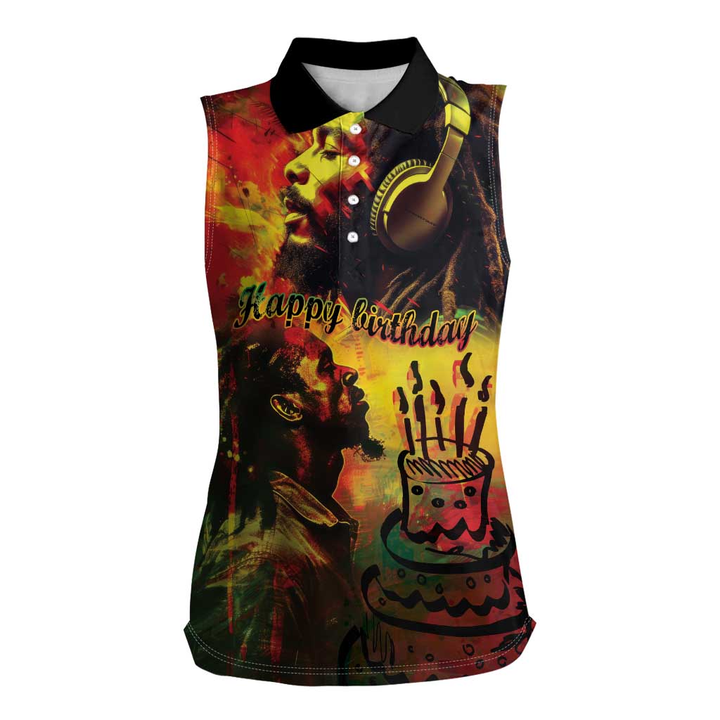 Happy Birthday King of Reggae Women Sleeveless Polo Shirt - Wonder Print Shop