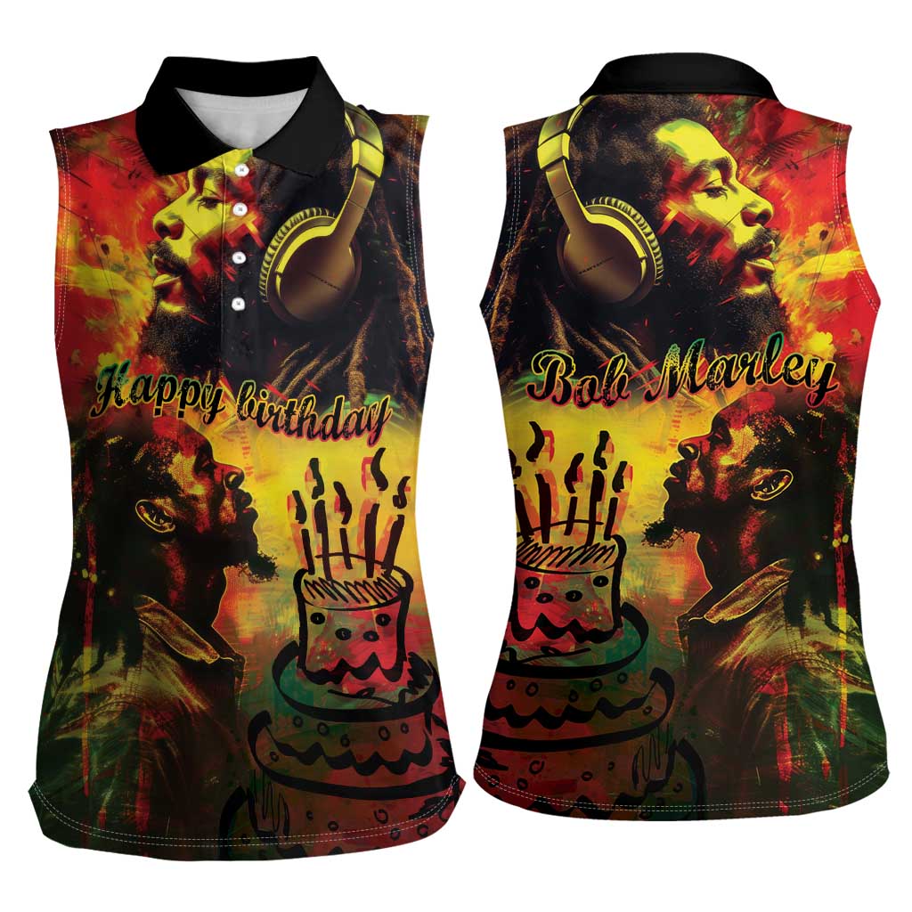 Happy Birthday King of Reggae Women Sleeveless Polo Shirt - Wonder Print Shop