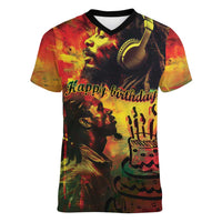 Happy Birthday King of Reggae Women V-Neck T-Shirt - Wonder Print Shop