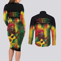 Honoring Reggae Legend Bob Birthday Couples Matching Long Sleeve Bodycon Dress and Long Sleeve Button Shirt LT9 - Wonder Print Shop