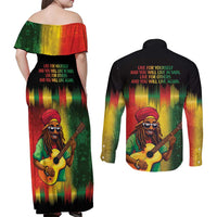 Honoring Reggae Legend Bob Birthday Couples Matching Off Shoulder Maxi Dress and Long Sleeve Button Shirt LT9 - Wonder Print Shop
