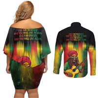 Honoring Reggae Legend Bob Birthday Couples Matching Off Shoulder Short Dress and Long Sleeve Button Shirt LT9 - Wonder Print Shop