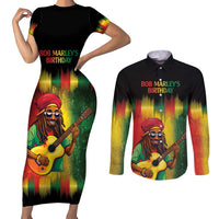 Honoring Reggae Legend Bob Birthday Couples Matching Short Sleeve Bodycon Dress and Long Sleeve Button Shirt LT9 - Wonder Print Shop