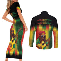 Honoring Reggae Legend Bob Birthday Couples Matching Short Sleeve Bodycon Dress and Long Sleeve Button Shirt LT9 - Wonder Print Shop