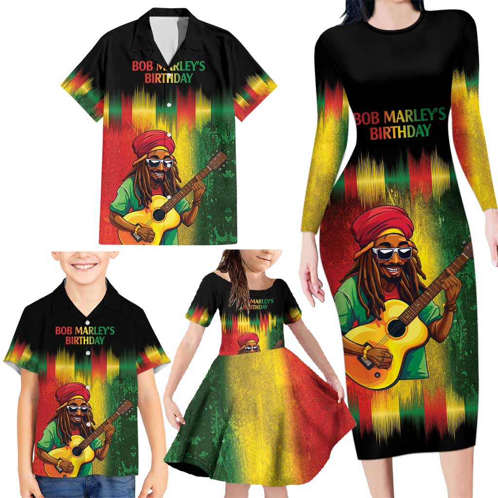 Honoring Reggae Legend Bob Birthday Family Matching Long Sleeve Bodycon Dress and Hawaiian Shirt LT9 - Wonder Print Shop
