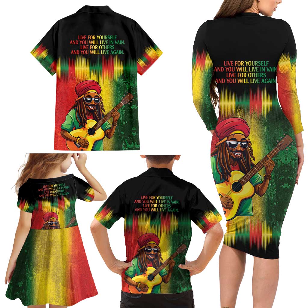 Honoring Reggae Legend Bob Birthday Family Matching Long Sleeve Bodycon Dress and Hawaiian Shirt LT9 - Wonder Print Shop