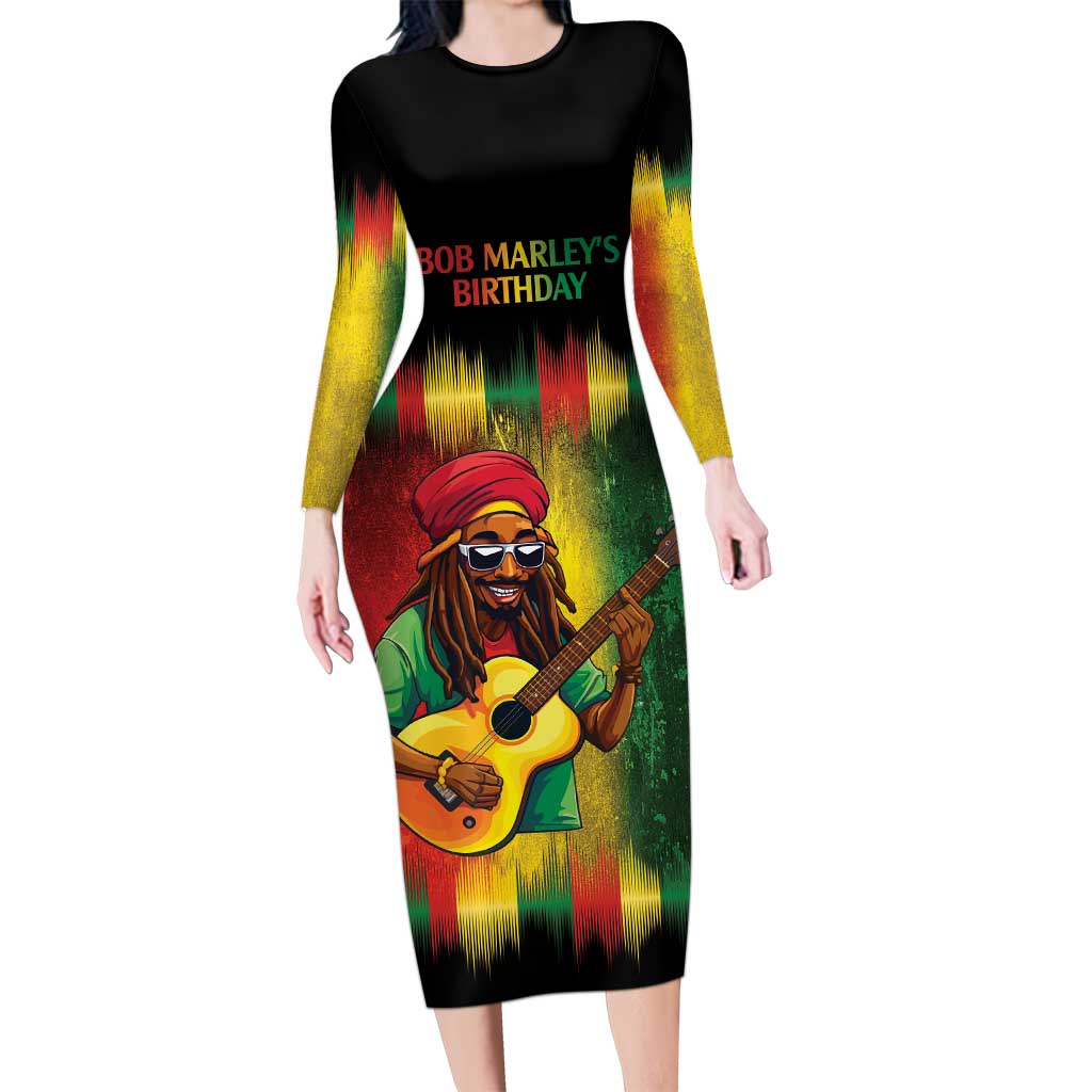 Honoring Reggae Legend Bob Birthday Family Matching Long Sleeve Bodycon Dress and Hawaiian Shirt LT9 - Wonder Print Shop