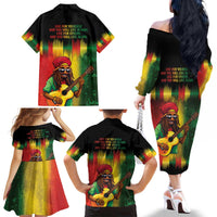Honoring Reggae Legend Bob Birthday Family Matching Off The Shoulder Long Sleeve Dress and Hawaiian Shirt - Wonder Print Shop