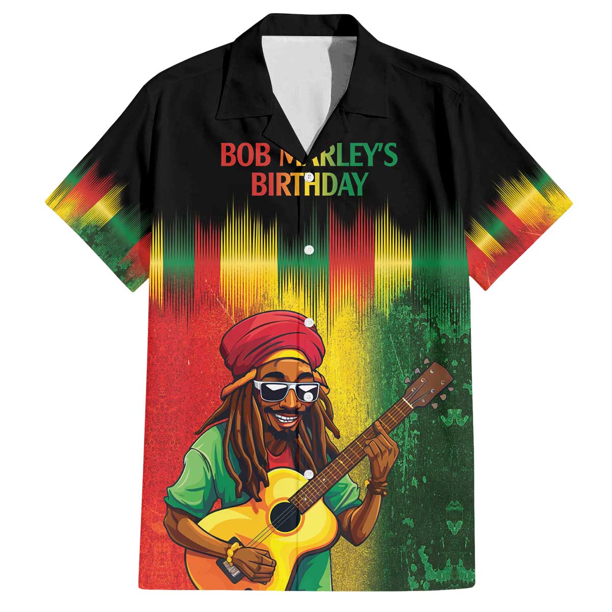 Honoring Reggae Legend Bob Birthday Family Matching Off The Shoulder Long Sleeve Dress and Hawaiian Shirt - Wonder Print Shop