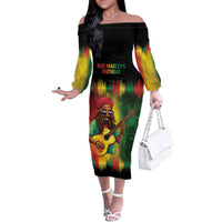 Honoring Reggae Legend Bob Birthday Family Matching Off The Shoulder Long Sleeve Dress and Hawaiian Shirt - Wonder Print Shop