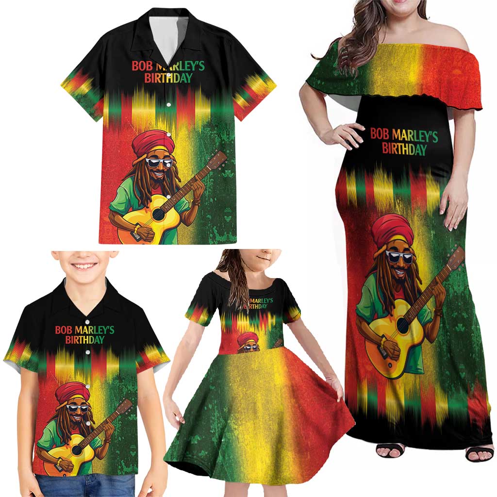 Honoring Reggae Legend Bob Birthday Family Matching Off Shoulder Maxi Dress and Hawaiian Shirt LT9 - Wonder Print Shop