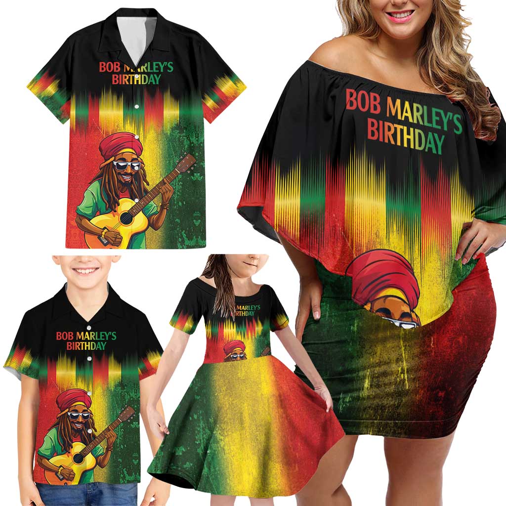 Honoring Reggae Legend Bob Birthday Family Matching Off Shoulder Short Dress and Hawaiian Shirt LT9 - Wonder Print Shop