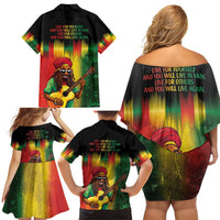 Honoring Reggae Legend Bob Birthday Family Matching Off Shoulder Short Dress and Hawaiian Shirt LT9 - Wonder Print Shop