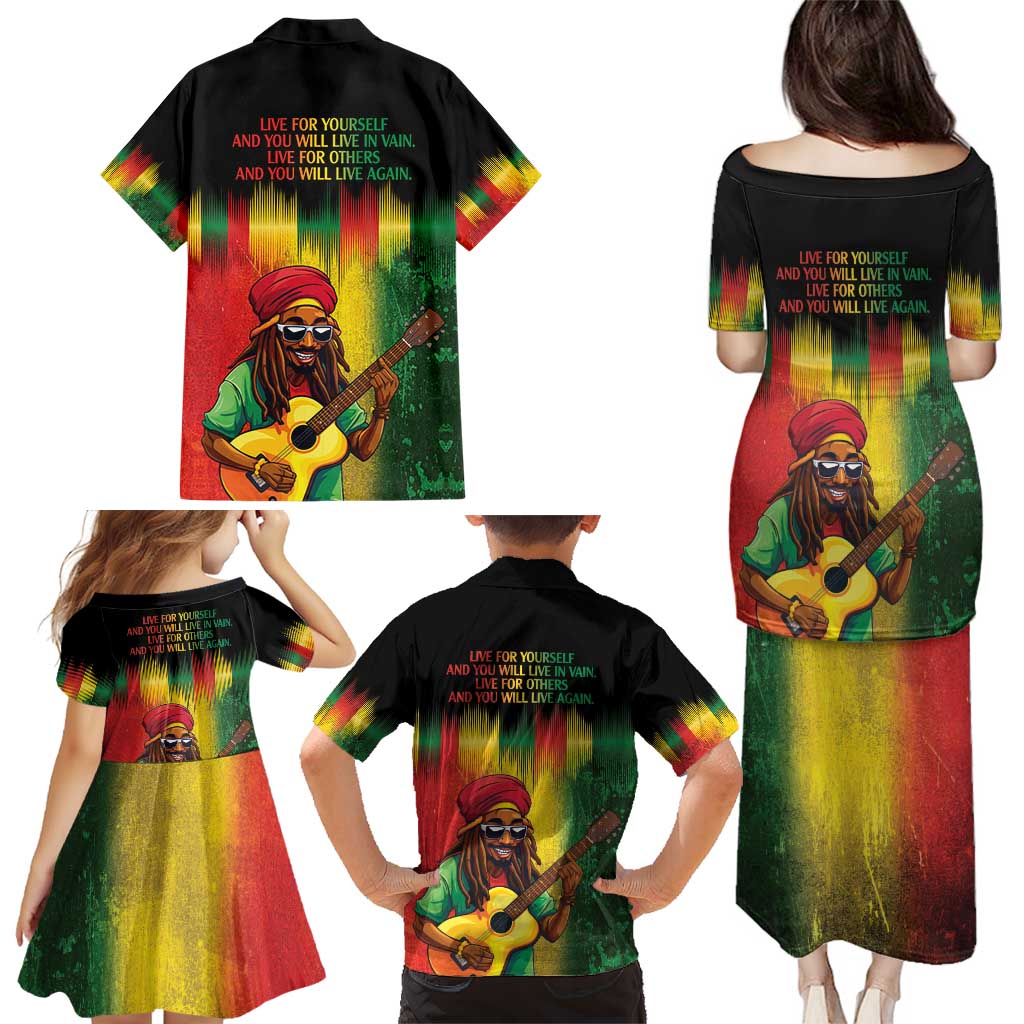 Honoring Reggae Legend Bob Birthday Family Matching Puletasi and Hawaiian Shirt - Wonder Print Shop