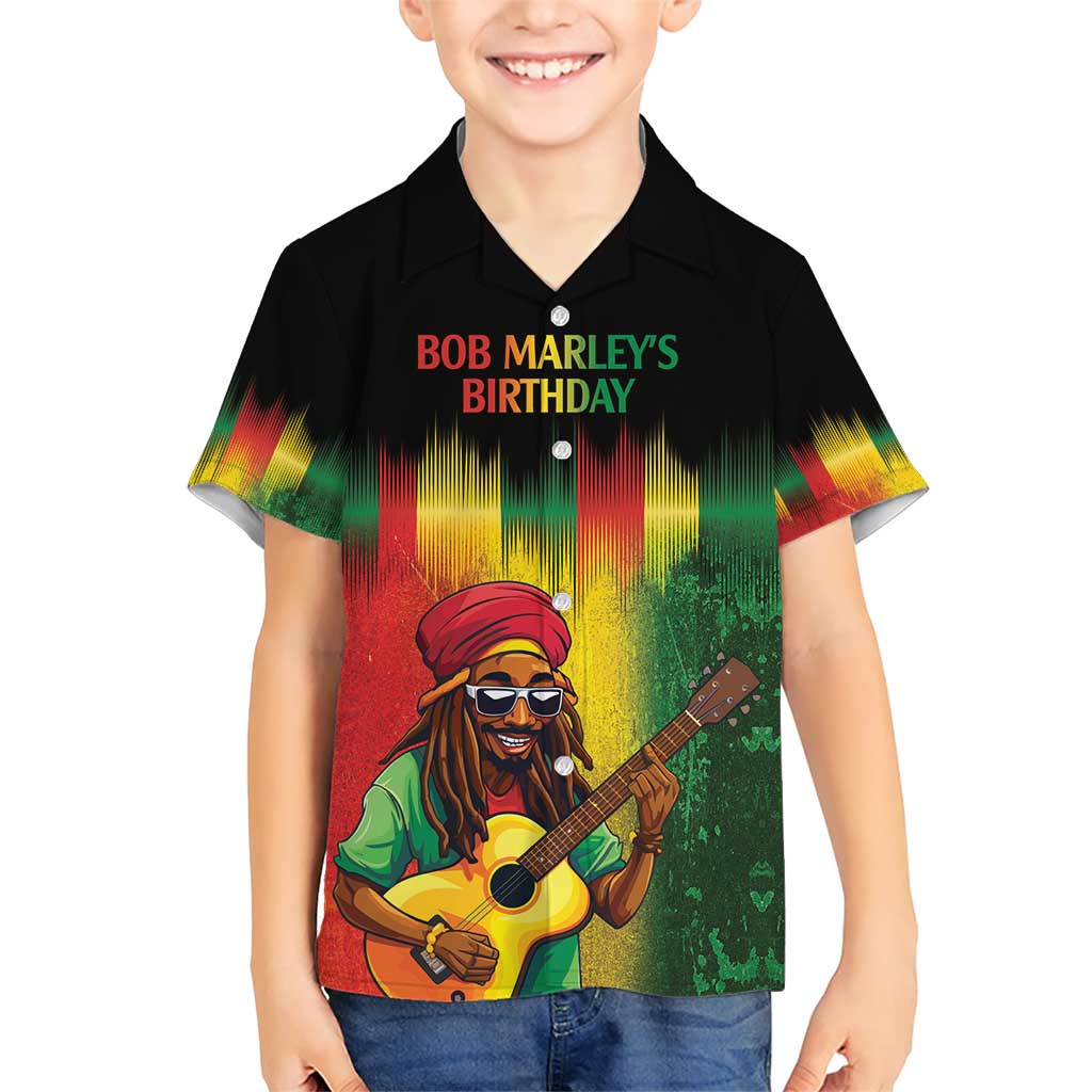 Honoring Reggae Legend Bob Birthday Family Matching Short Sleeve Bodycon Dress and Hawaiian Shirt - Wonder Print Shop
