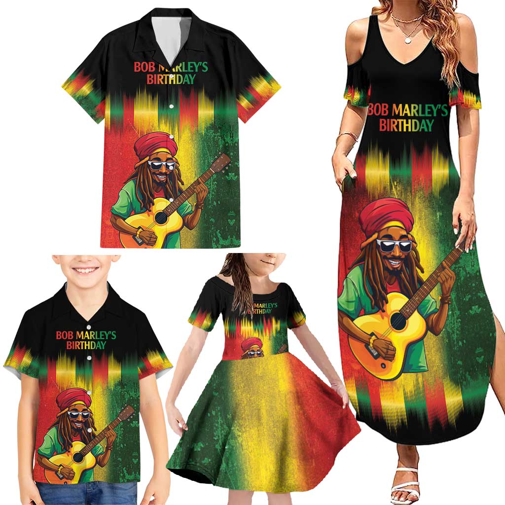 Honoring Reggae Legend Bob Birthday Family Matching Summer Maxi Dress and Hawaiian Shirt - Wonder Print Shop