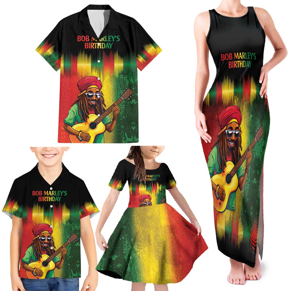 Honoring Reggae Legend Bob Birthday Family Matching Tank Maxi Dress and Hawaiian Shirt - Wonder Print Shop