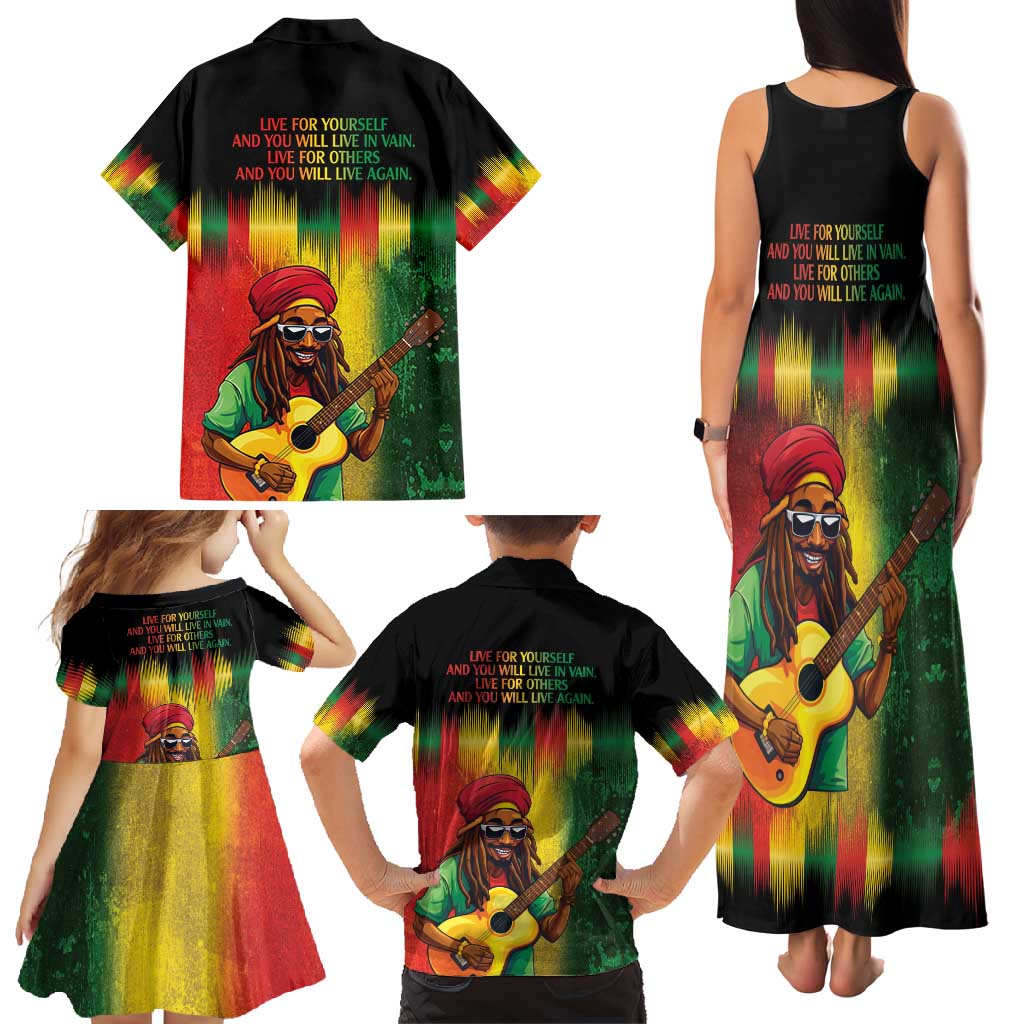 Honoring Reggae Legend Bob Birthday Family Matching Tank Maxi Dress and Hawaiian Shirt - Wonder Print Shop