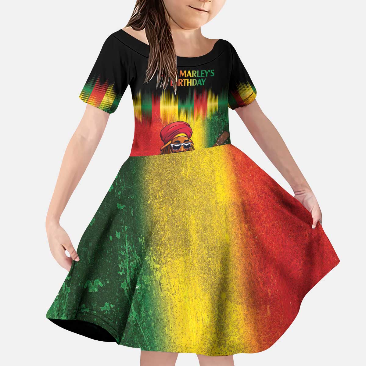 Honoring Reggae Legend Bob Birthday Kid Short Sleeve Dress - Wonder Print Shop