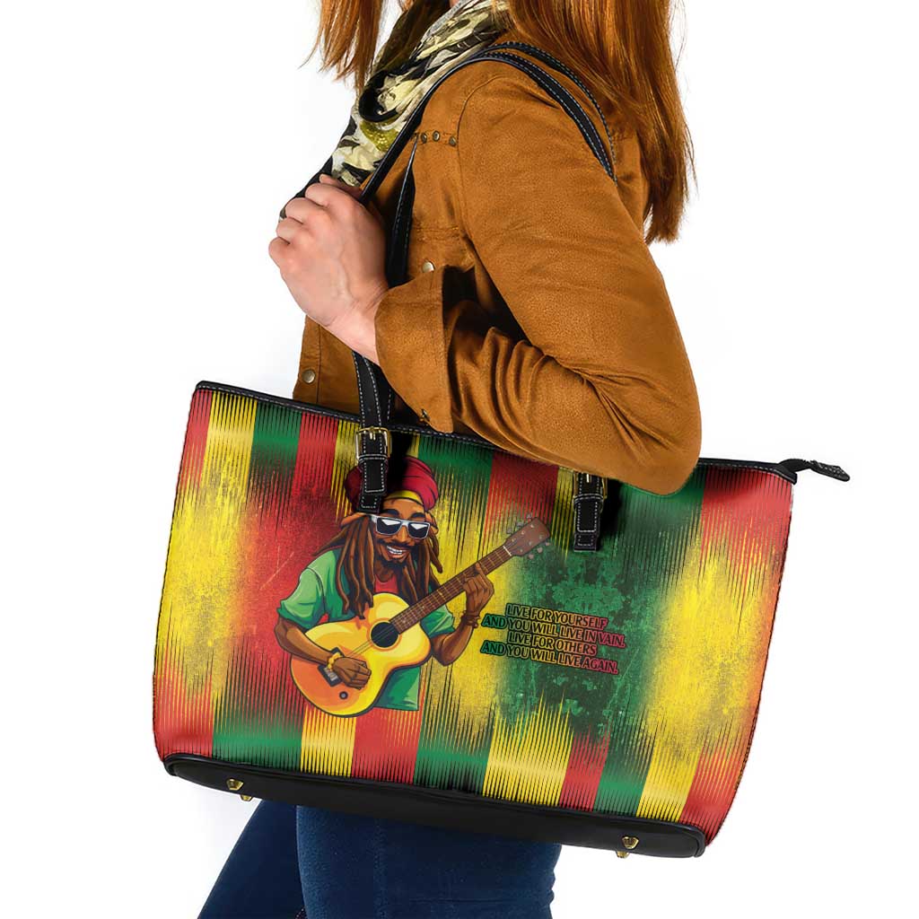 Honoring Reggae Legend Bob Birthday Leather Tote Bag - Wonder Print Shop