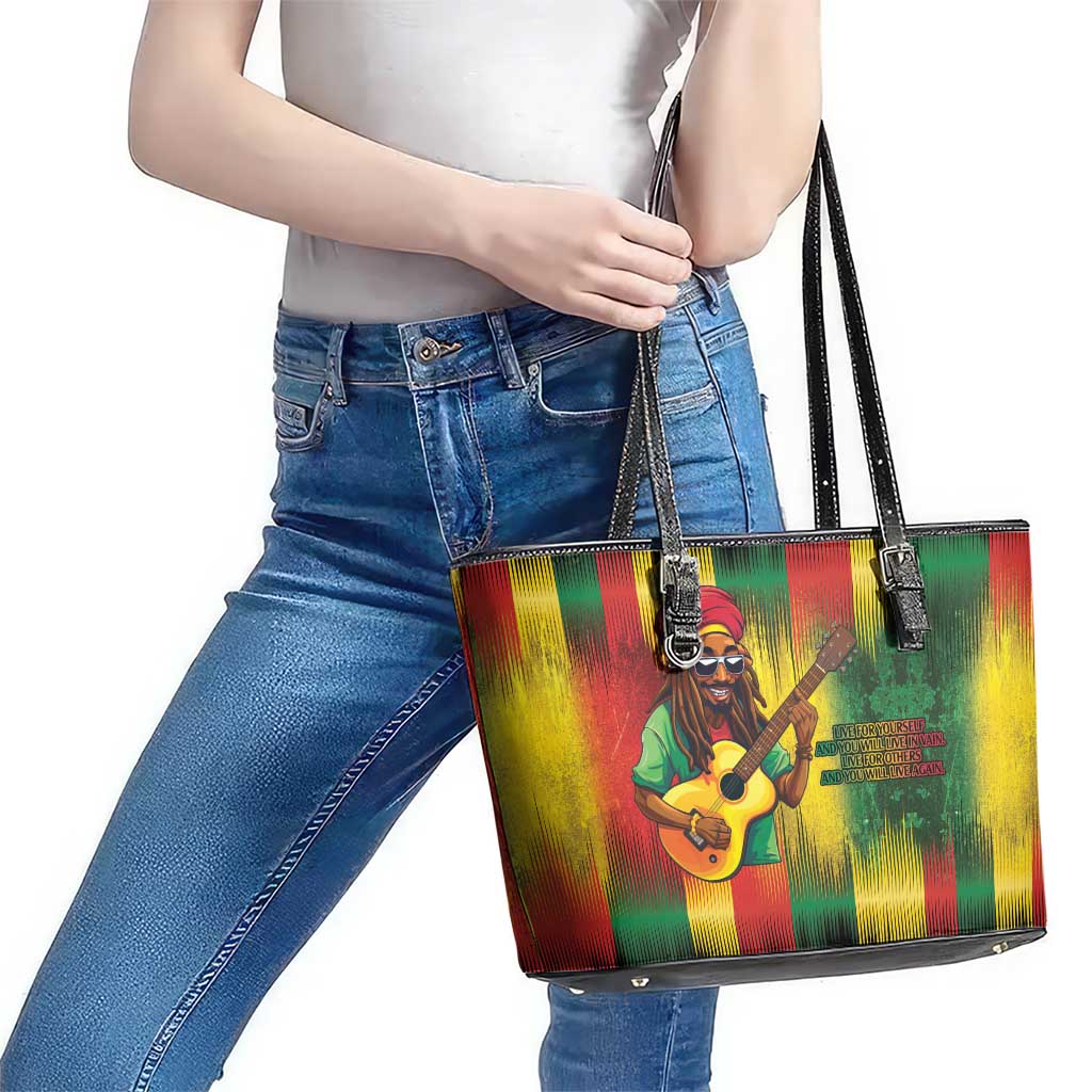 Honoring Reggae Legend Bob Birthday Leather Tote Bag - Wonder Print Shop