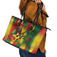 Honoring Reggae Legend Bob Birthday Leather Tote Bag - Wonder Print Shop