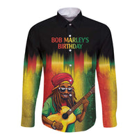 Honoring Reggae Legend Bob Birthday Long Sleeve Button Shirt - Wonder Print Shop