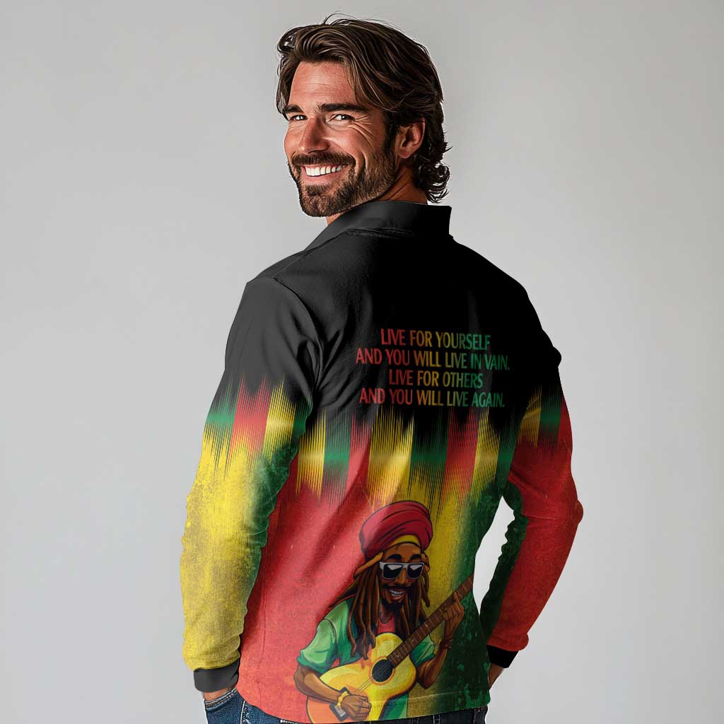 Honoring Reggae Legend Bob Birthday Long Sleeve Polo Shirt - Wonder Print Shop