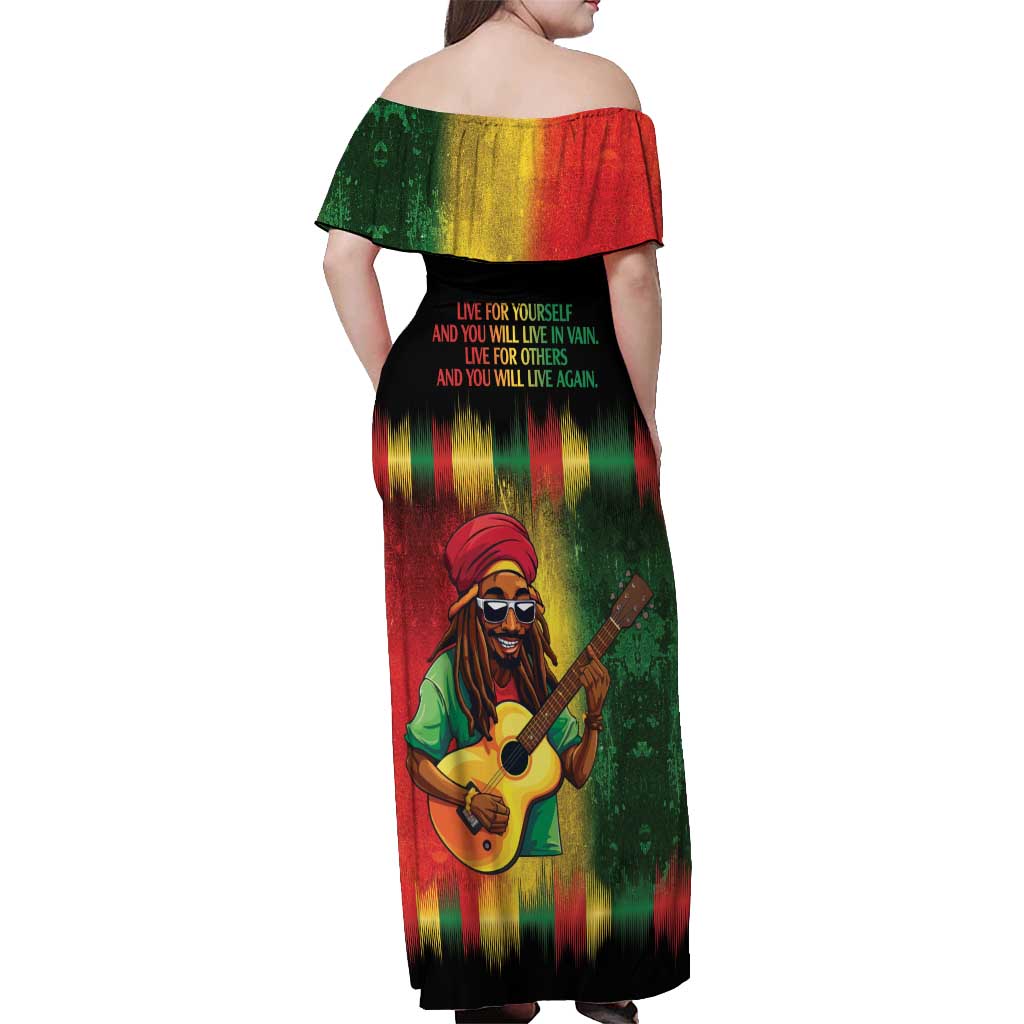 Honoring Reggae Legend Bob Birthday Off Shoulder Maxi Dress - Wonder Print Shop