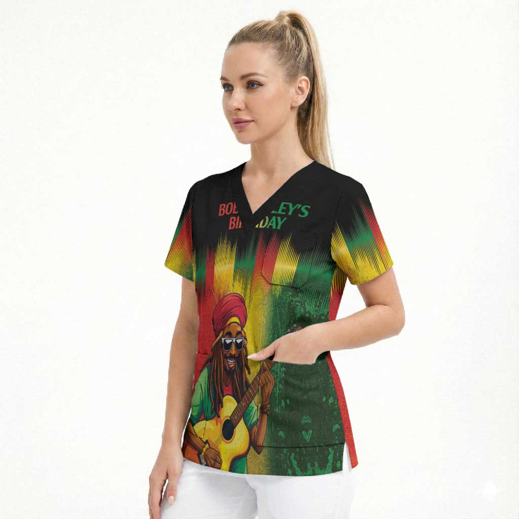 Honoring Reggae Legend Bob Birthday Scrub Top