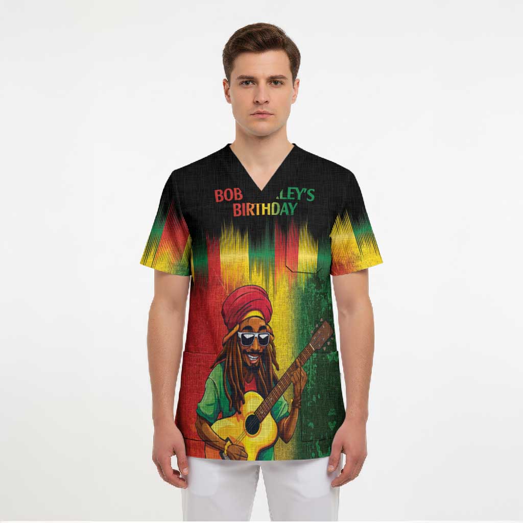 Honoring Reggae Legend Bob Birthday Scrub Top