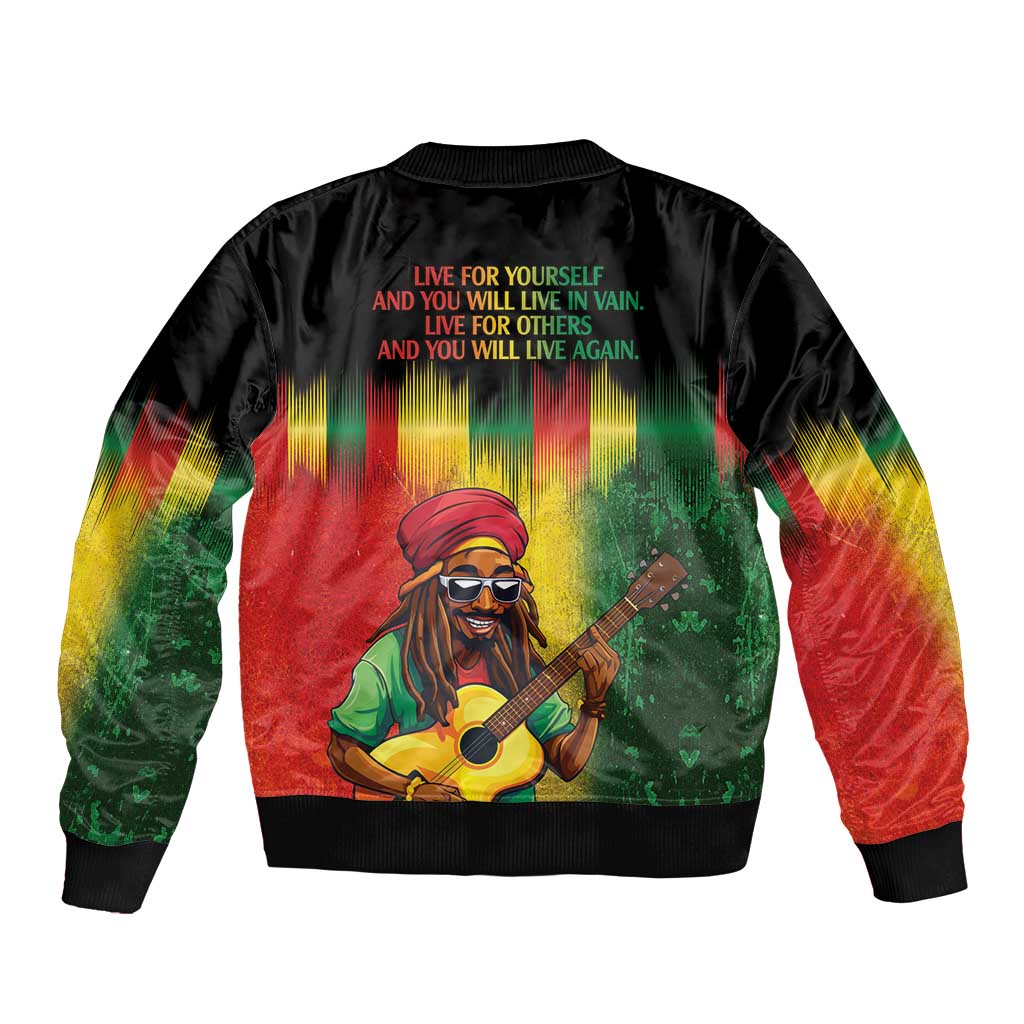 Honoring Reggae Legend Bob Birthday Sleeve Zip Bomber Jacket - Wonder Print Shop