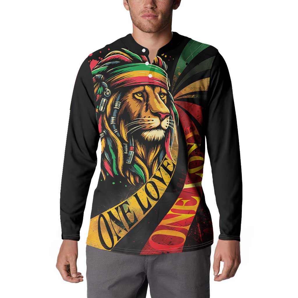 Jamaica Rastafarian Lion One Love Button Sweatshirt LT9 - Wonder Print Shop