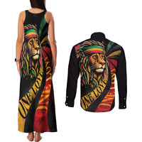 Jamaica Rastafarian Lion One Love Couples Matching Tank Maxi Dress and Long Sleeve Button Shirt LT9 - Wonder Print Shop