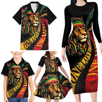 Jamaica Rastafarian Lion One Love Family Matching Long Sleeve Bodycon Dress and Hawaiian Shirt LT9 - Wonder Print Shop