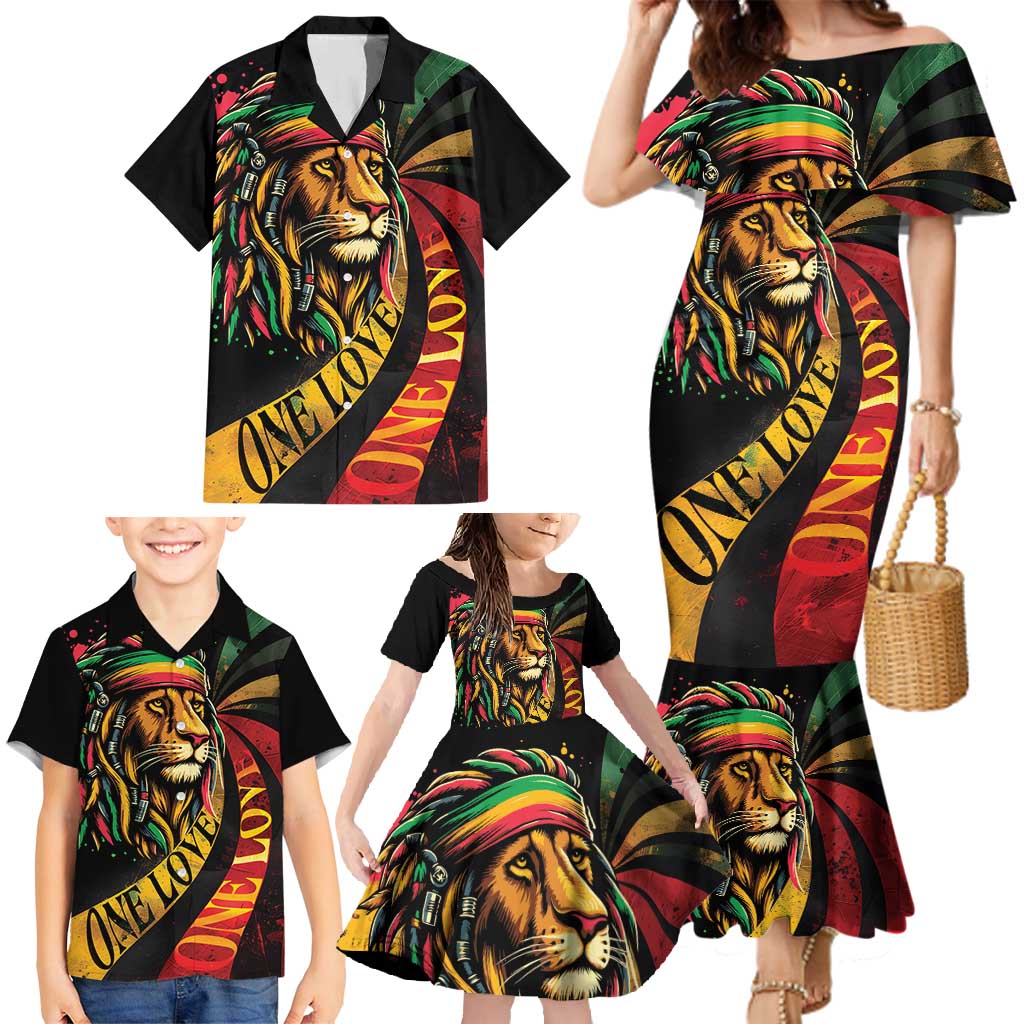 Jamaica Rastafarian Lion One Love Family Matching Mermaid Dress and Hawaiian Shirt LT9 - Wonder Print Shop